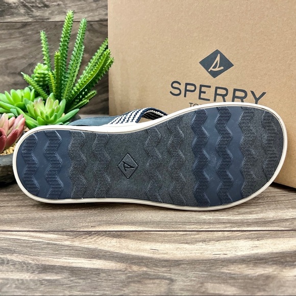 NIB Sperry Top Sider Adriatic Sling Thong Sandal Navy 8M Leather/Webbing - Picture 9 of 11